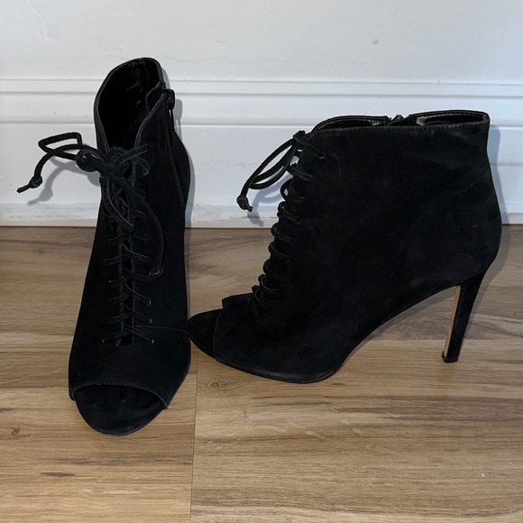 Lord & Taylor Shoes - Lord & Taylor Black Lace-Up Peep Toe Ankle Boots